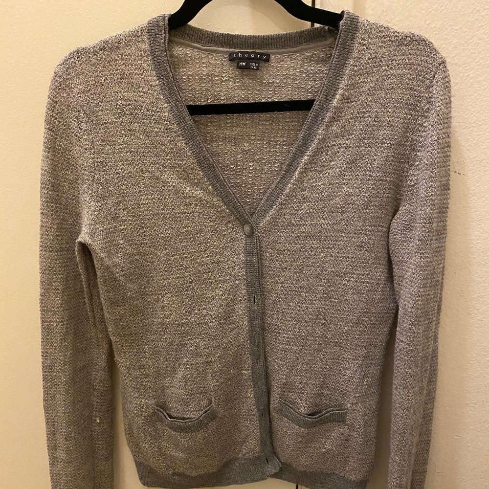 Theory Grey Boucle Cardigan